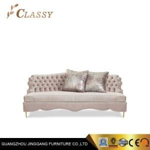 Velvet Living Room Princess Bed Sofa in Button Design Metal Legs