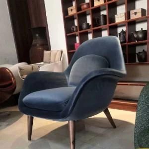 Nordic Velvet Fabric Upholstered Living Room Furniture Fiberglass Recliner Single Sofa Chair Swoon Lounge Leisure Armchair