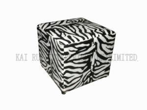 PVC Leather Fashion Zebra-Stripe Black White Ottoman