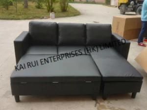 PVC Black Modern Home Furniture Popular Corner Sofa