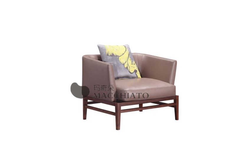 Modern Wooden Base Living Room Hotel Lobby Bedroom Armrest Chair