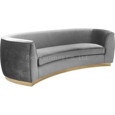 Nordic Style Furniture Living Room Set Grey Velvet Upholstered Sofa Canape