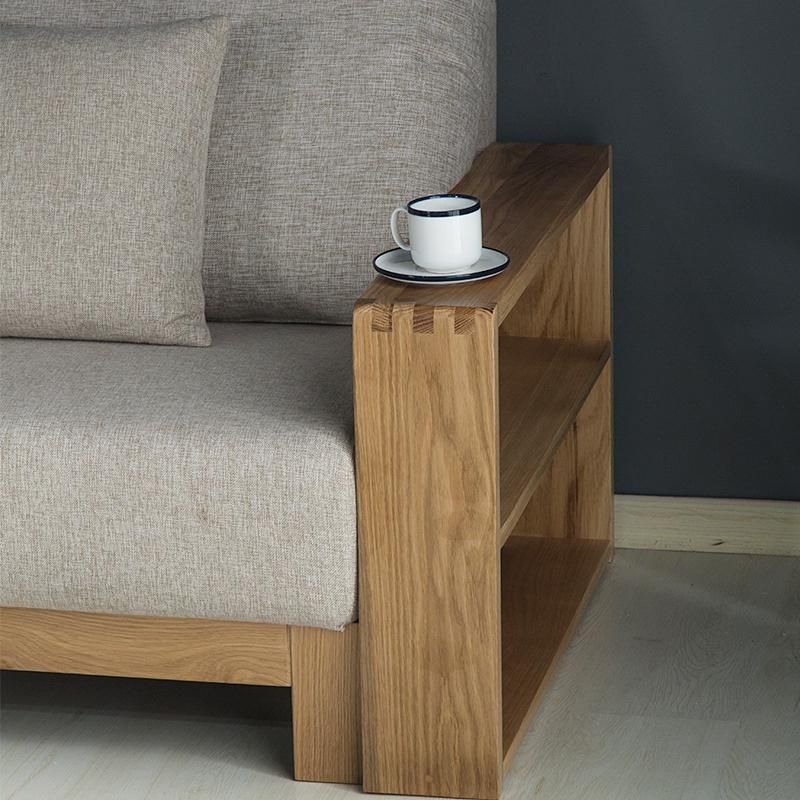 Small Apartment Nordic Solid Wood Corner Sofa Chaise Sofa 0046