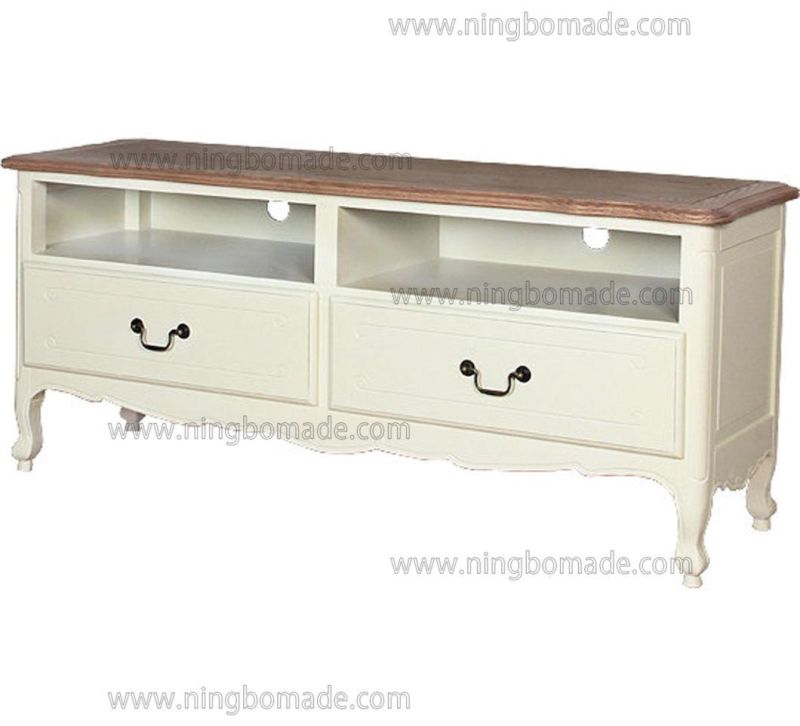 Nordic Louis Style Household Furniture Natural Top and Louis White Down TV Stand
