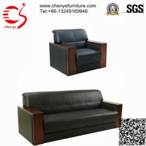 Black Leather 3 Seater Sofa with SGS Approved (CY-S0021-3)