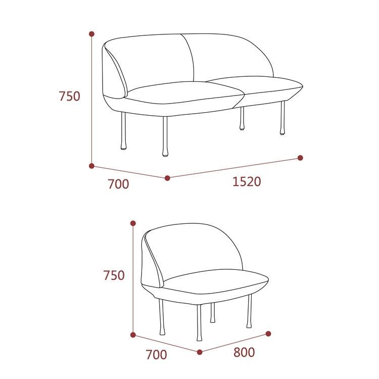 Double Seat Fabric Bedroom Furniture Ottoman Stool Bench