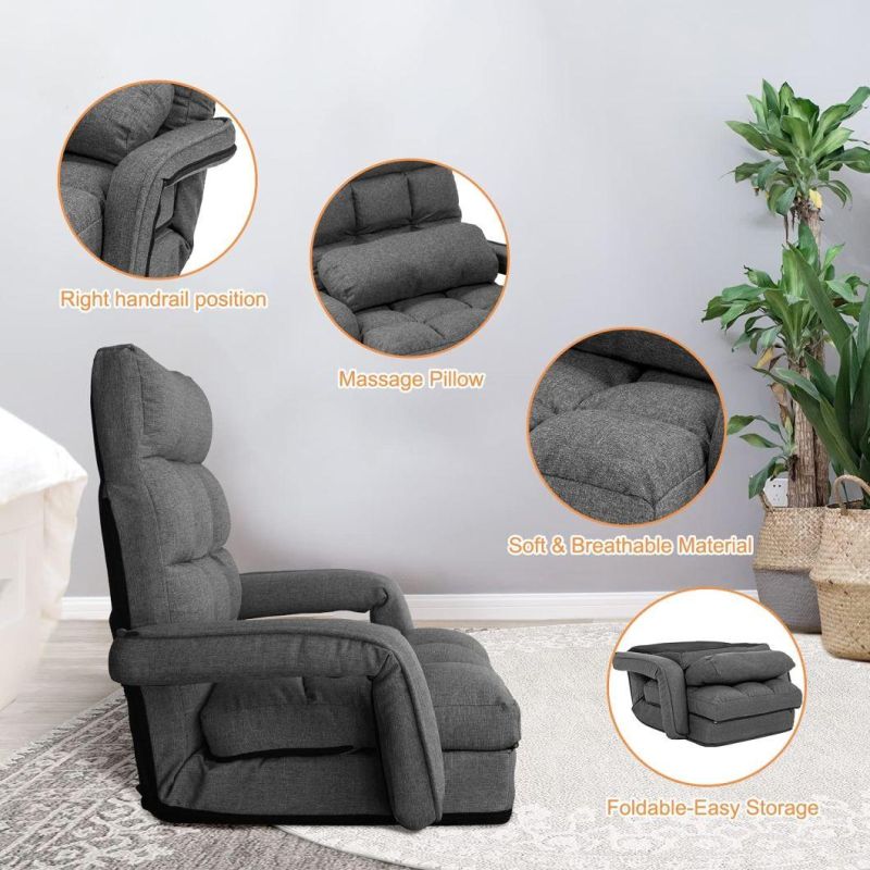 Japanese Adjustable Folding Lazy Sofa with Armrests Floor Chair