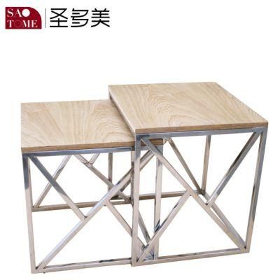 Modern Simple Living Room Furniture Natural Color Two-Layer Nest Table