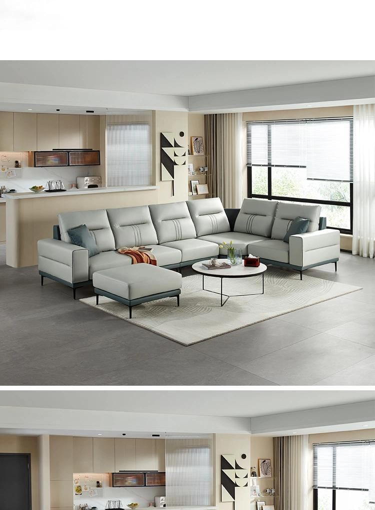 China Non Inflatable Furniture Living Room Modern Design Genuine Leather Sofa Tbs061