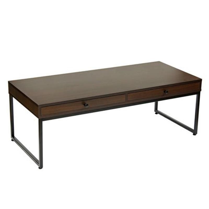 Pure Color Wooden Coffee Table with Two Drawers