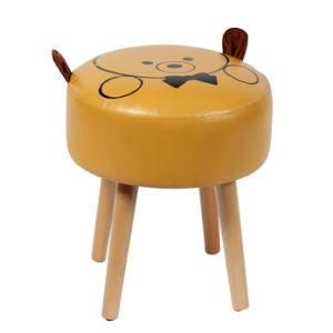 Knobby Cartoon Design PVC Ottoman Wooden Leg Stool