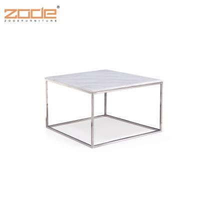 Zode Vintage Industrial Parquet Marble Top Metal Frame Living Room Coffee Table