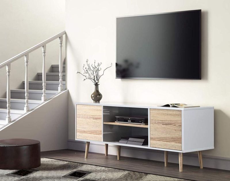 Living Room Furniture Nordic TV Cabinet MDF Wood Grain Color Solid Wood Legs