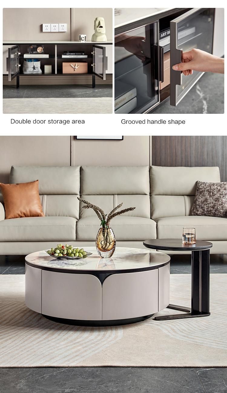 Linsy Luxury White Marble Coffee Table Ll1m