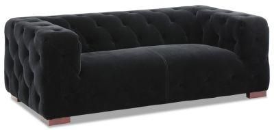 Living Room Furniture Black Velvet Fabric Plush Tufted Leisure Chesterfiled Sofa Couch Bench