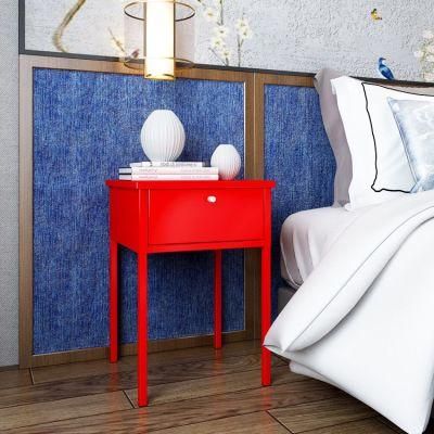 High Gloss White Self Assemble Metal Night Stand Table