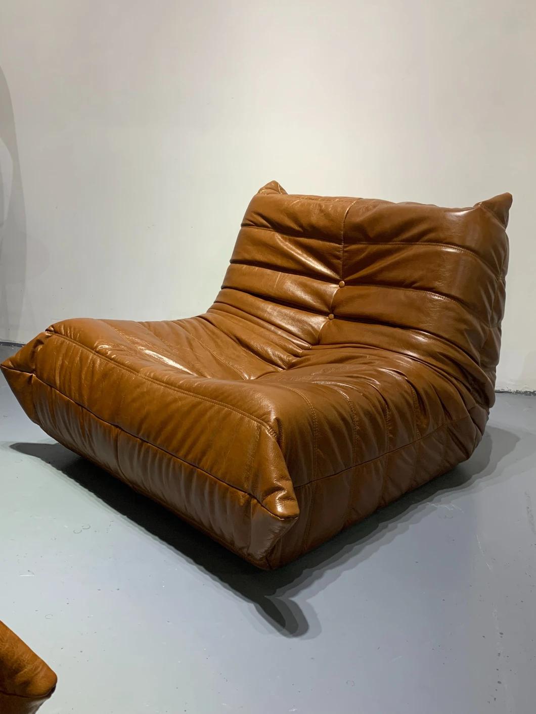 Popular 2-Seater Soft Caterpillars Fabric Leather Sofabed Couch with Ottoman