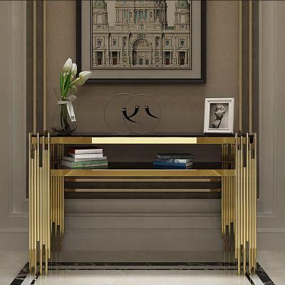 Yuhai Luxury Marble Top Stainless Steel Base Hallway Corner Console Table Decorative Living Room Console Table