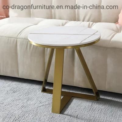 Luxury Home Furniture Stainless Steel Side Table with Marble Top