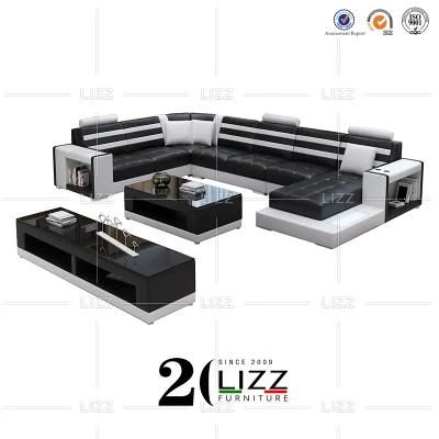 Luxury European Style Top Grain Leather Home Living Room Sofa Set Modern Home Hotel Furniture