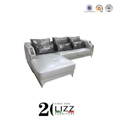 Office Furniture Leather Sectional Sofa Chair with Stainless Feet