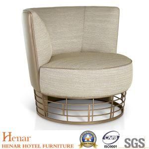 Luxury Hotel Furniture Leisure Fabric Sofa Chair with Solid Wooden Base