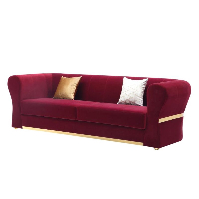 Hotel Furniture modern Design Red Color Velvet Fabric Sofa Set for Living Room