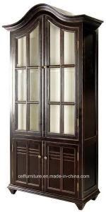 Solid Wood Country French Europe Antique Furniture Glass Cabinet
