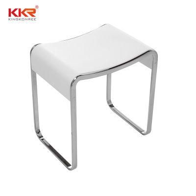 Apartment Acrylic Resin Stone Shower Stool with Stainless Steel Legs