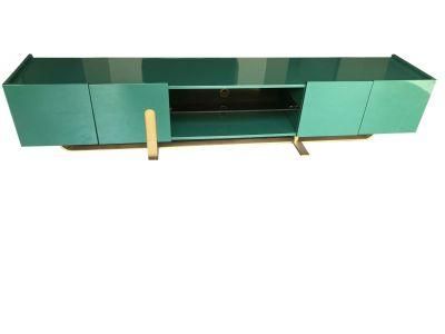 2107 TV Stand /MDF /High Gloss Dark Green/ Solid Wood Base /Italian Modern Furniture Style in Home and Hotel