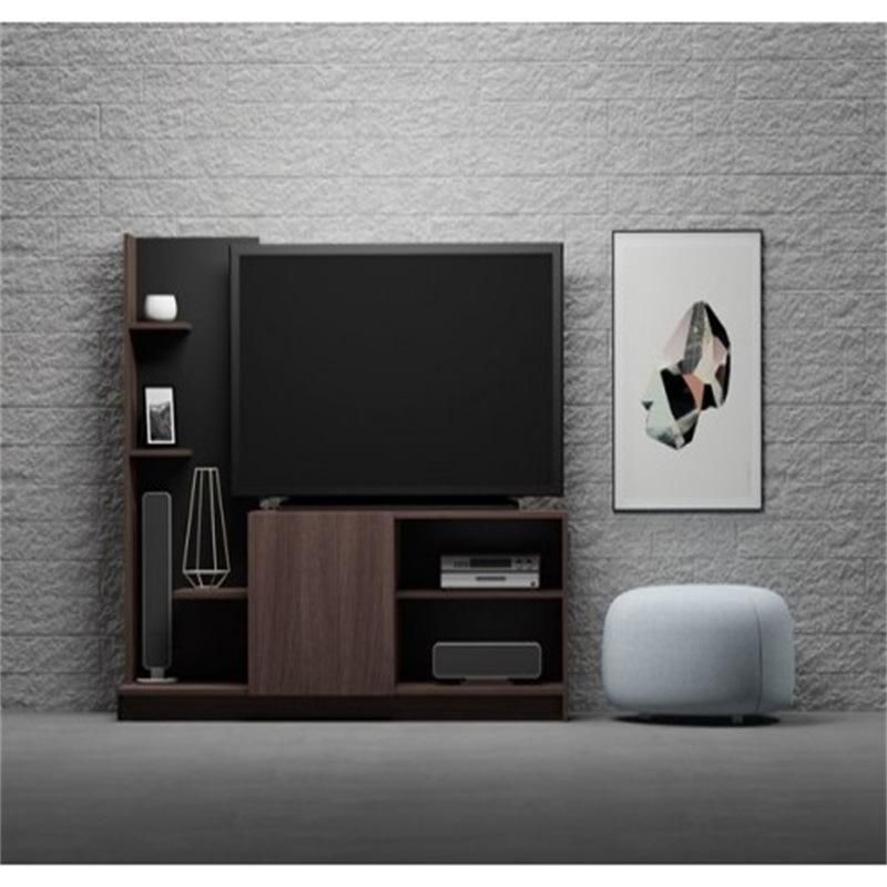 New Design Chinese Factory Brown Wood TV Stand with Bookcase