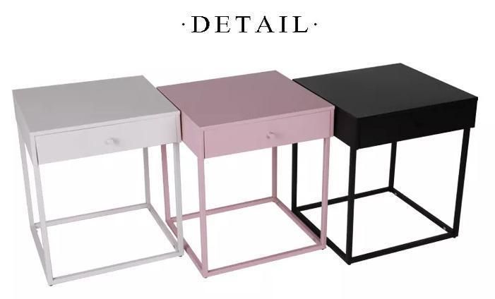 High Gloss White Self Assemble Metal Night Stand Table