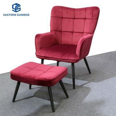 Fashion Design Factory Price Single Sofa Chair with Ottoman