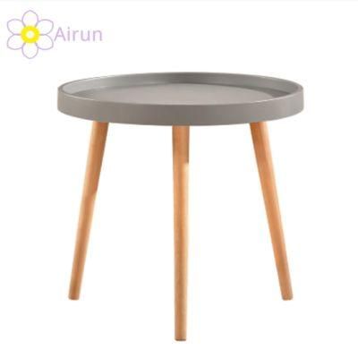 Factory Cheap Price Scandinavian Modern Wooden Side Table Tea Table for Living Room Round Tray Coffee Table with Solid Wood Leg