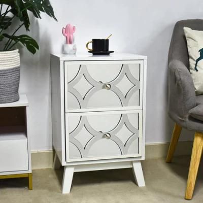 New Modern Rectangle Wood Furniture Round Side Wooden Two Drawers Table