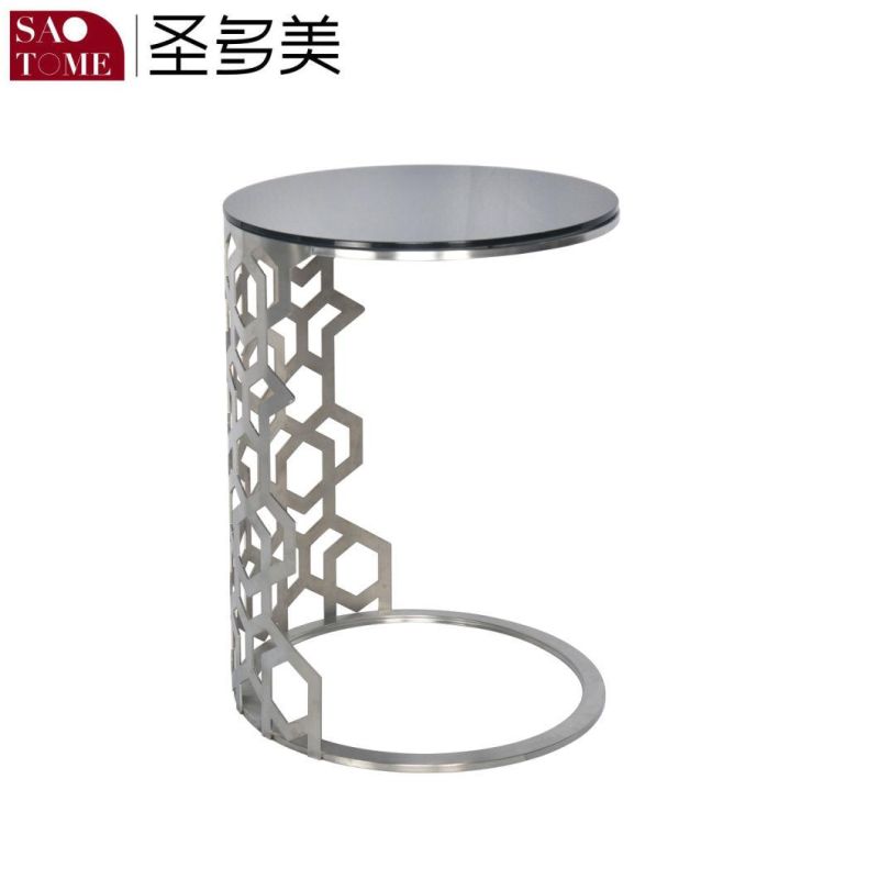 High Quality Tempered Glass Top Metal Coffee Side Table