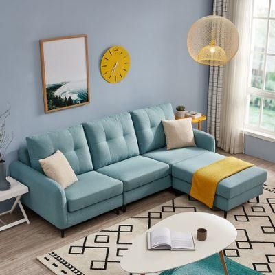 Qunau 102276 Fabric 3 Seater Furniture Living Room Sofa Couch Set with Ottoman