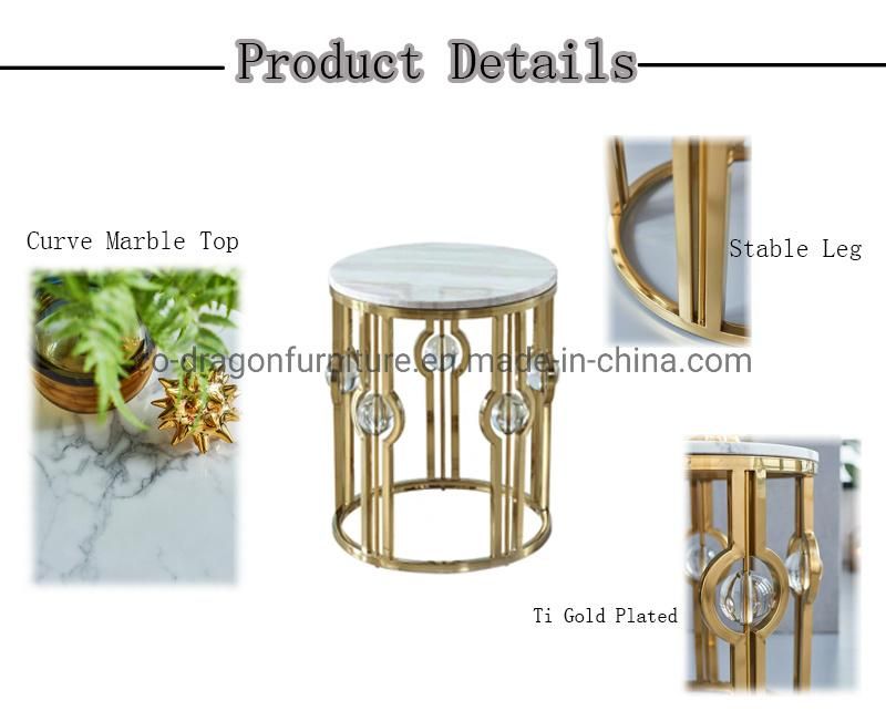 Luxury Stainless Steel Round End Table Side Table with Top