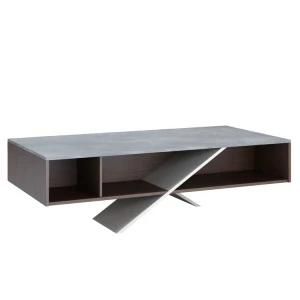 Modern Tea Table Wooden Coffee Table with Open Storage Shelves