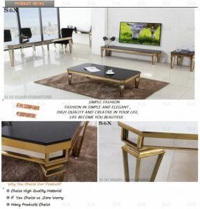 Luxury Gold Finish Living Room Furniture Set Stainless Steel Coffee Table with Glass Top Tea Table