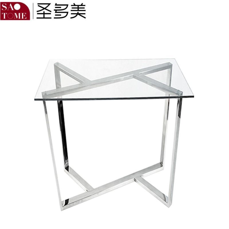 Modern Hot Selling Living Room Stainless Steel Transparent Glass Round Coffee Table