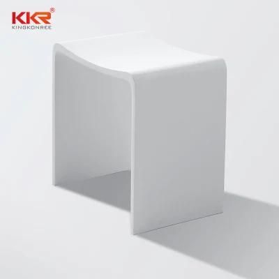 Solid Surface Acrylic Stone Bathroom Stool Pure White Shower Stool