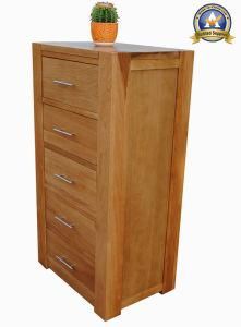 Light Color Solid Wood 5 Drawer Chest with Oak Material