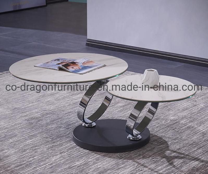 Modern Furniture Luxury Steel Tea Table Combination with Marble Top