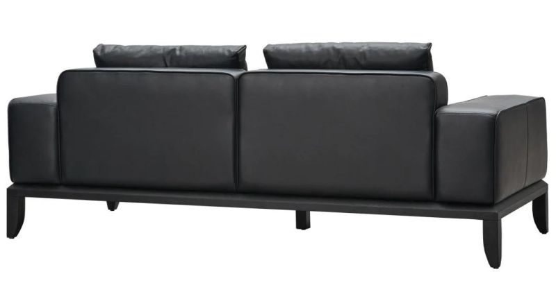 Lm19 3 Seater Sofa with Armrest, Italian Minimalist Style Genuine Leather Sofas in Home Living Room and Hotel
