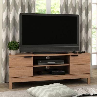 High Quality Living Room Furniture Wooden TV Stands Natural Solid Oak 2 Door Entertainment Unit