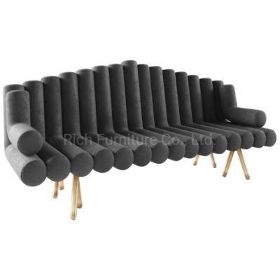 Velvet Flute Sofa Sitting Room Couches Grand Luxury Couch Modern Design Living Room Modern Low Arm Piping Sofa Dark Grey Lounge Couch