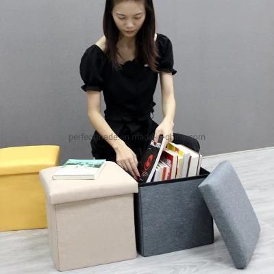 Custom household Combination Foldable Box Velvet Storage Ottoman Organization Storage Stool