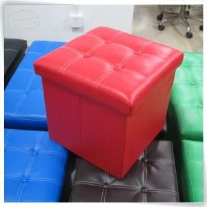 Handmade Multifunctional Folding Leather Storage Footstool with Storage