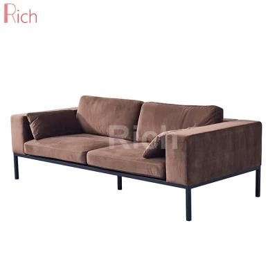 Metal Legs Brown Velvet Upholstery Loveseat Sofa Furniture
